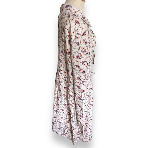 Zara Girls Dress Size 11 12 White Paisley Prairie Floral Red Blue Green Print - Picture 4 of 8